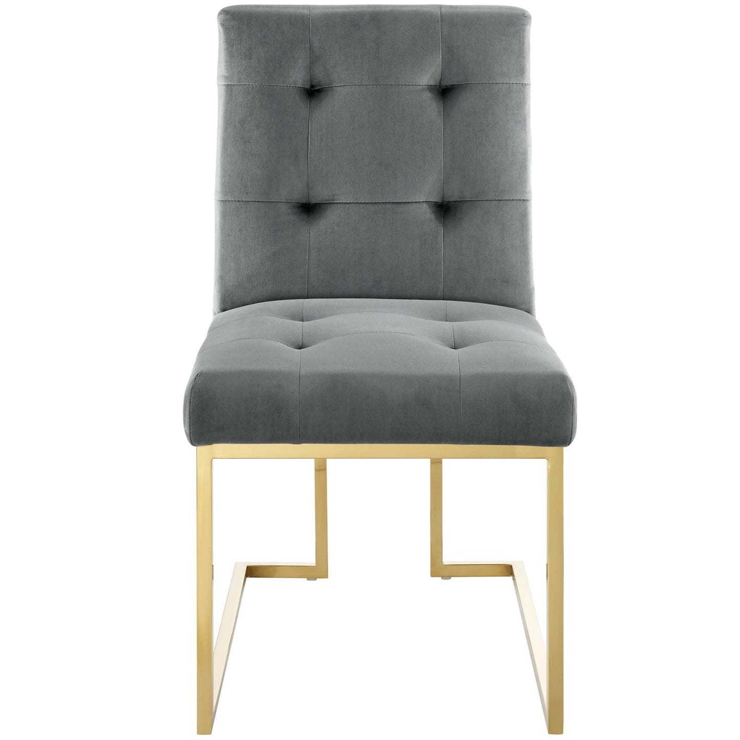 Modway Outlet Privy Gold Stainless Steel Performance Velvet Dining Chair by Modway  Bar and Dining Furniture Gold Charcoal - EEI-3744-GLD-CHA