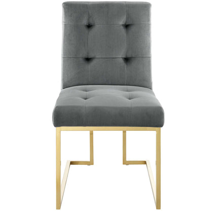Modway Outlet Privy Gold Stainless Steel Performance Velvet Dining Chair by Modway  Bar and Dining Furniture Gold Charcoal - EEI-3744-GLD-CHA