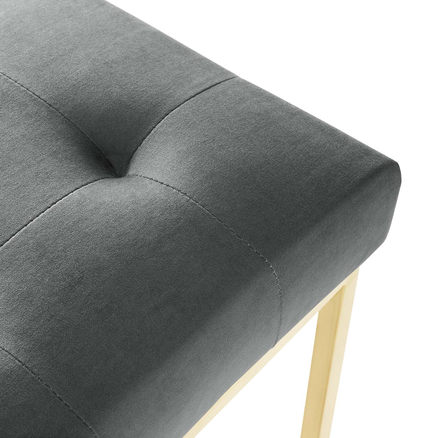 Modway Outlet Privy Gold Stainless Steel Performance Velvet Dining Chair by Modway  Bar and Dining Furniture Gold Charcoal - EEI-3744-GLD-CHA