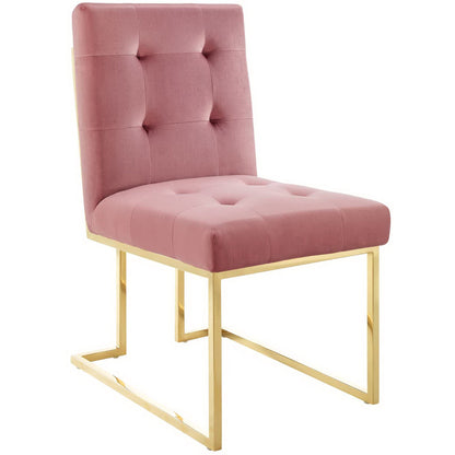 Modway Outlet Privy Gold Stainless Steel Performance Velvet Dining Chair by Modway  Bar and Dining Furniture Gold Dusty Rose - EEI-3744-GLD-DUS