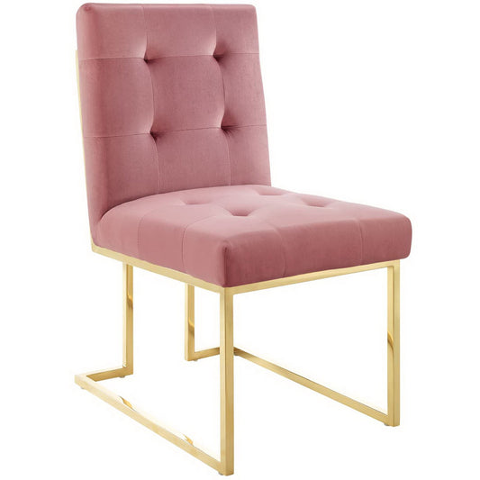 Modway Outlet Privy Gold Stainless Steel Performance Velvet Dining Chair by Modway  Bar and Dining Furniture Gold Dusty Rose - EEI-3744-GLD-DUS