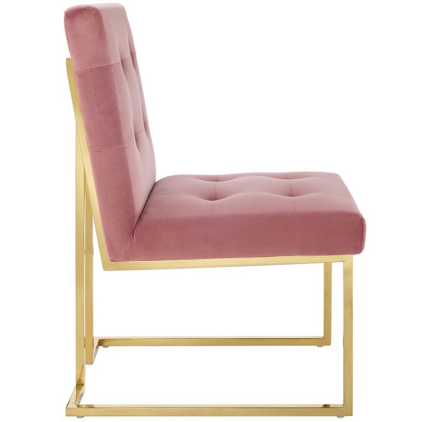 Modway Outlet Privy Gold Stainless Steel Performance Velvet Dining Chair by Modway  Bar and Dining Furniture Gold Dusty Rose - EEI-3744-GLD-DUS