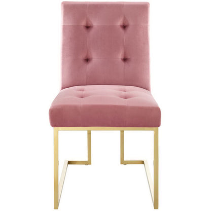 Modway Outlet Privy Gold Stainless Steel Performance Velvet Dining Chair by Modway  Bar and Dining Furniture Gold Dusty Rose - EEI-3744-GLD-DUS