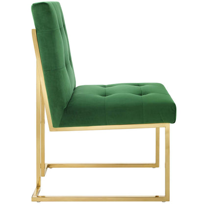 Modway Outlet Privy Gold Stainless Steel Performance Velvet Dining Chair by Modway  Bar and Dining Furniture Gold Emerald - EEI-3744-GLD-EME