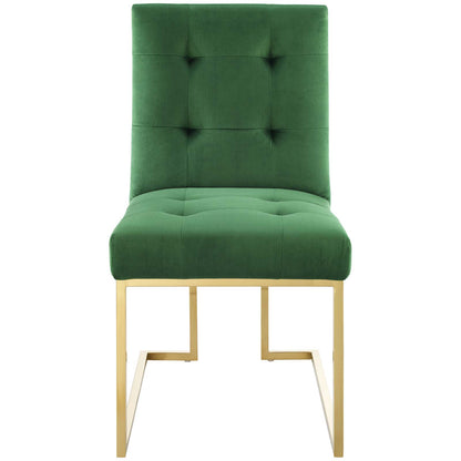 Modway Outlet Privy Gold Stainless Steel Performance Velvet Dining Chair by Modway  Bar and Dining Furniture Gold Emerald - EEI-3744-GLD-EME