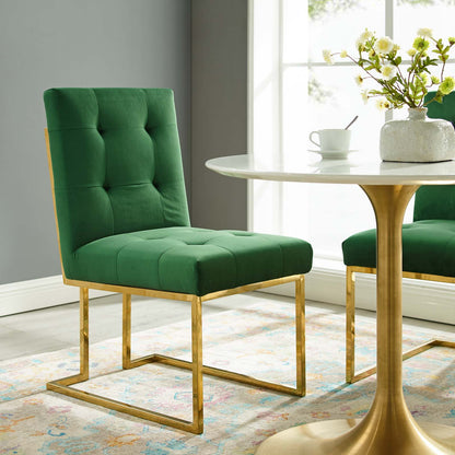 Modway Outlet Privy Gold Stainless Steel Performance Velvet Dining Chair by Modway  Bar and Dining Furniture Gold Emerald - EEI-3744-GLD-EME