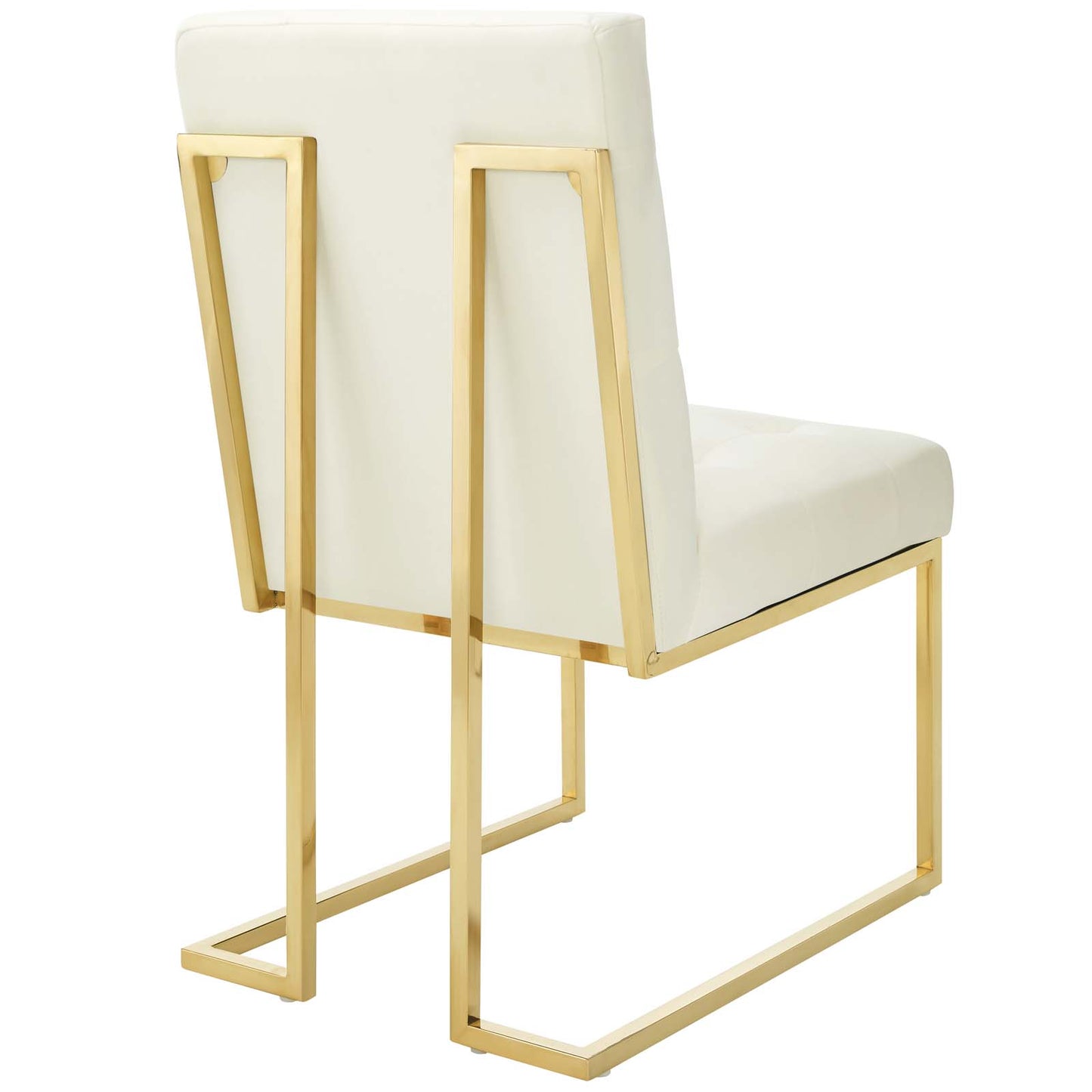 Modway Outlet Privy Gold Stainless Steel Performance Velvet Dining Chair by Modway  Bar and Dining Furniture Gold Ivory - EEI-3744-GLD-IVO