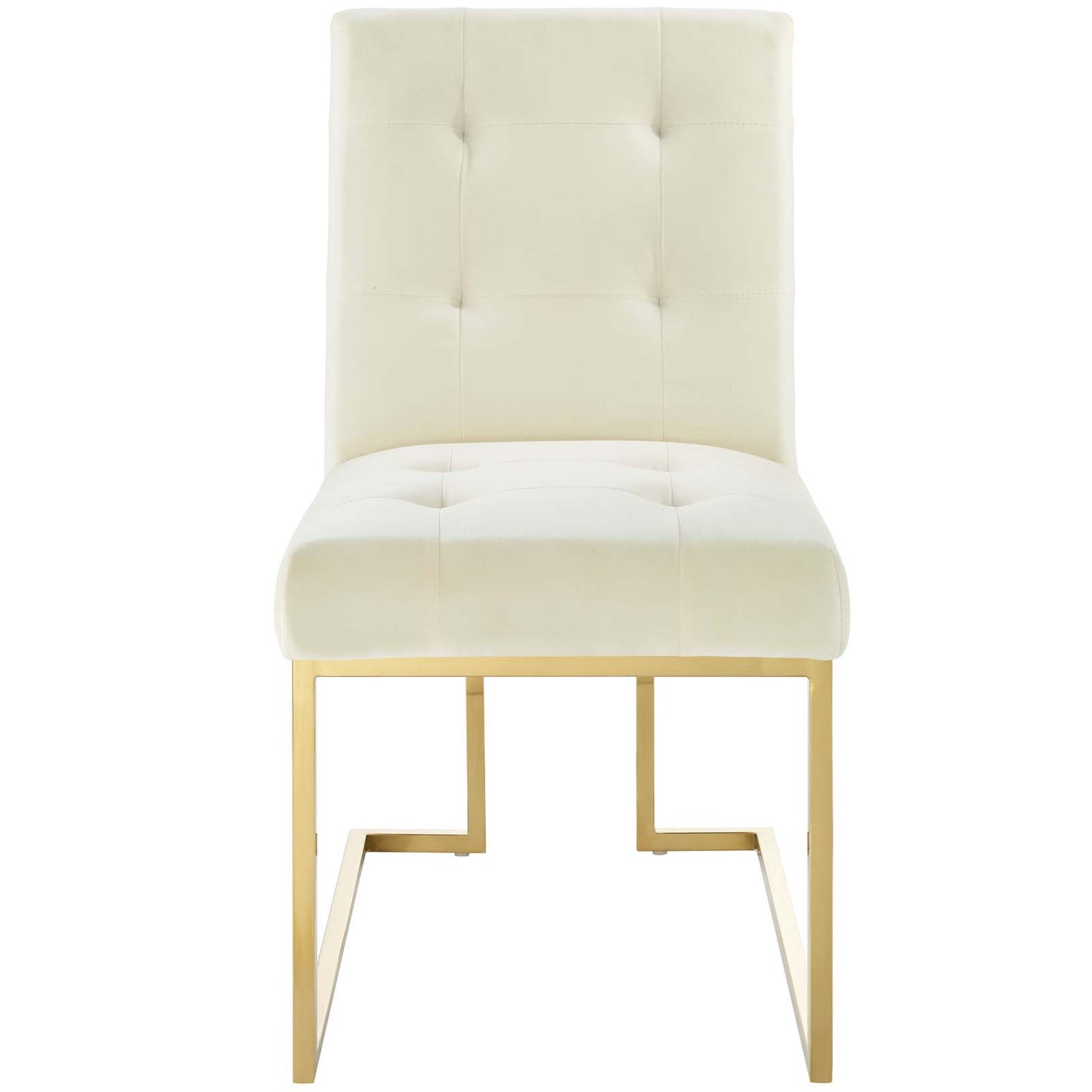 Modway Outlet Privy Gold Stainless Steel Performance Velvet Dining Chair by Modway  Bar and Dining Furniture Gold Ivory - EEI-3744-GLD-IVO