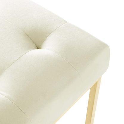 Modway Outlet Privy Gold Stainless Steel Performance Velvet Dining Chair by Modway  Bar and Dining Furniture Gold Ivory - EEI-3744-GLD-IVO