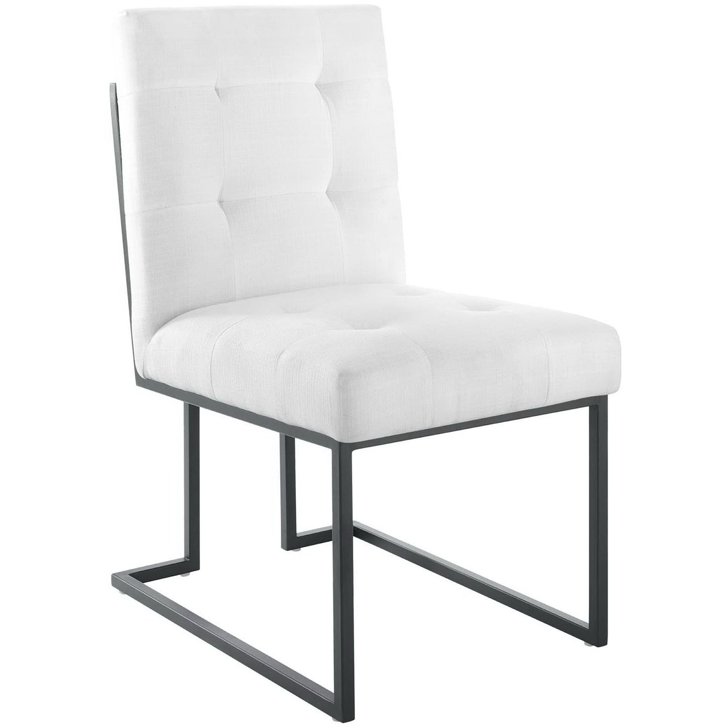 Modway Outlet Privy Black Stainless Steel Upholstered Fabric Dining Chair by Modway  Bar and Dining Furniture Black White - EEI-3745-BLK-WHI
