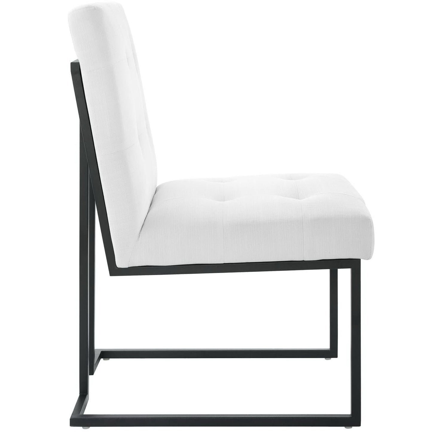 Modway Outlet Privy Black Stainless Steel Upholstered Fabric Dining Chair by Modway  Bar and Dining Furniture Black White - EEI-3745-BLK-WHI