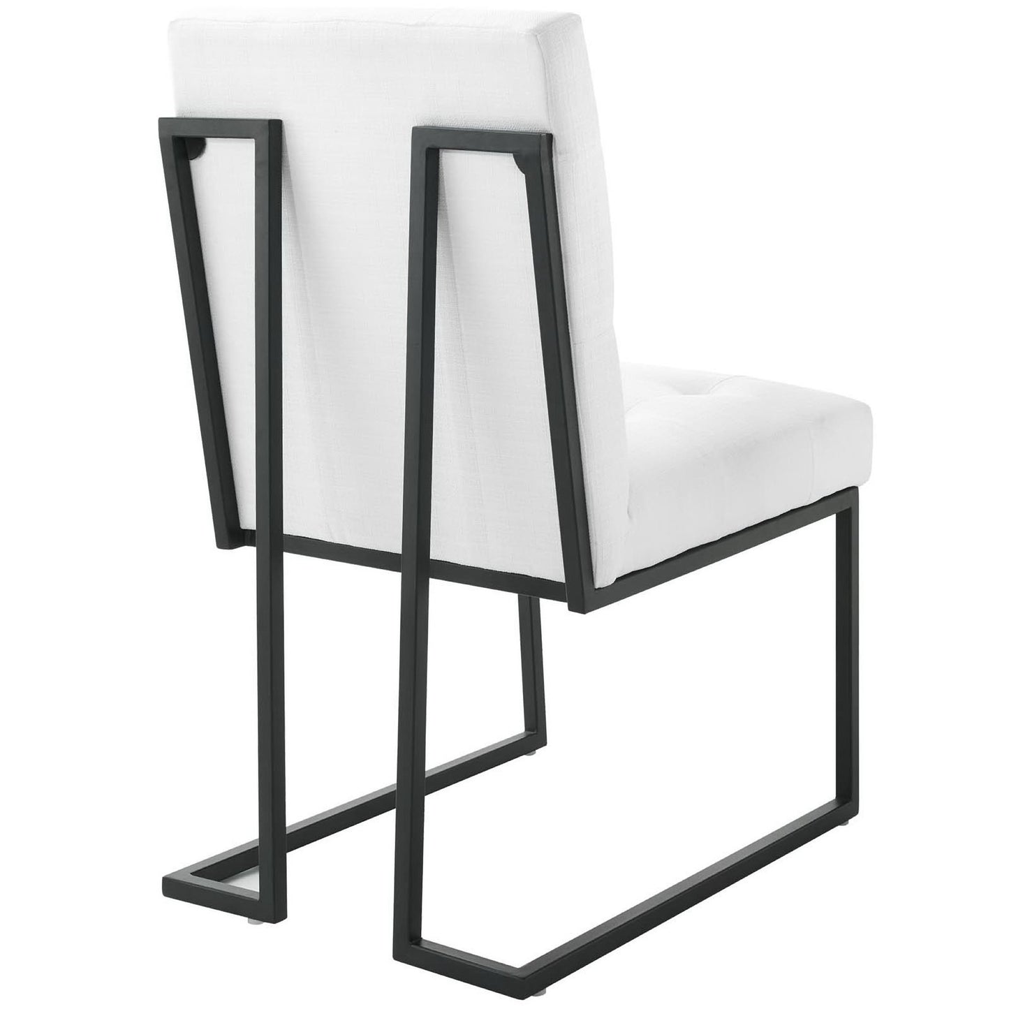 Modway Outlet Privy Black Stainless Steel Upholstered Fabric Dining Chair by Modway  Bar and Dining Furniture Black White - EEI-3745-BLK-WHI