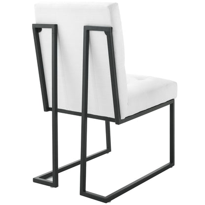 Modway Outlet Privy Black Stainless Steel Upholstered Fabric Dining Chair by Modway  Bar and Dining Furniture Black White - EEI-3745-BLK-WHI