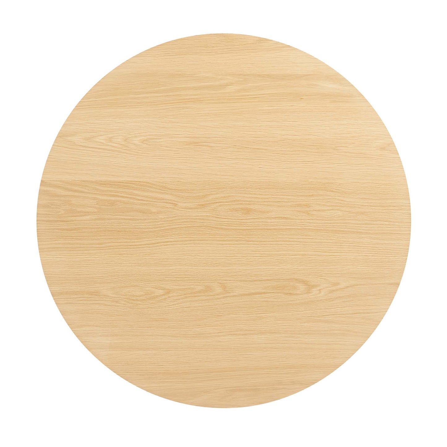 Round natural oak wood table top with visible grain.