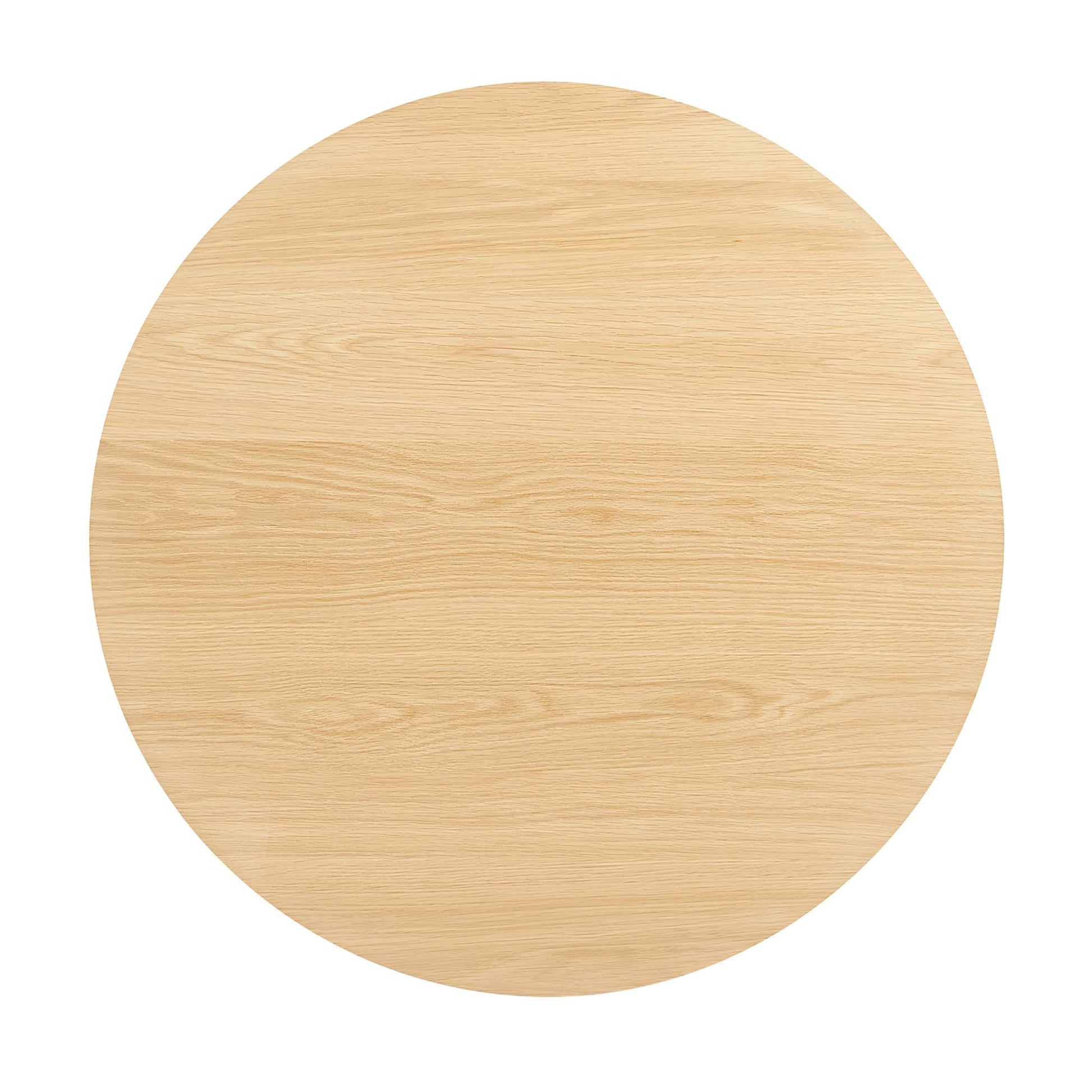 Round natural oak wood table top with visible grain.