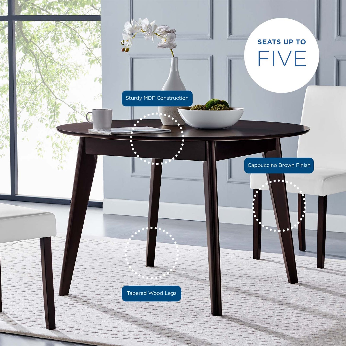 Modway Outlet Vision 45" Round Dining Table by Modway  Bar and Dining Furniture Cappuccino - EEI-3751-CAP