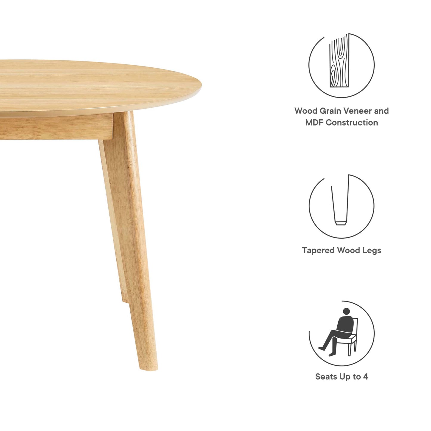 Modway Outlet Vision 45" Round Dining Table by Modway  Bar and Dining Furniture Oak - EEI-3751-OAK