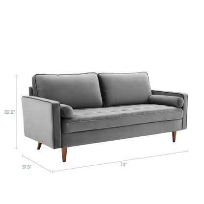 Modway - Valour Performance Velvet Sofa by Modway  Living Room Sofas and Armchairs Gray - EEI-3764-GRY