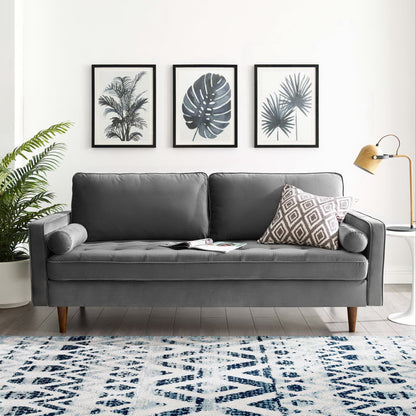 Modway - Valour Performance Velvet Sofa by Modway  Living Room Sofas and Armchairs Gray - EEI-3764-GRY