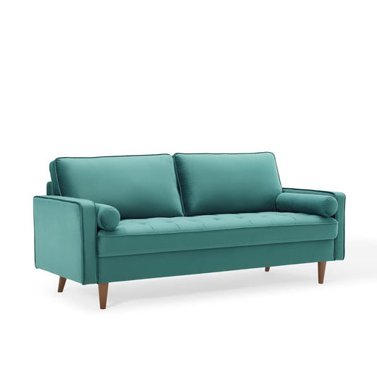 Modway - Valour Performance Velvet Sofa by Modway  Living Room Sofas and Armchairs Blue - EEI-3764-TEA