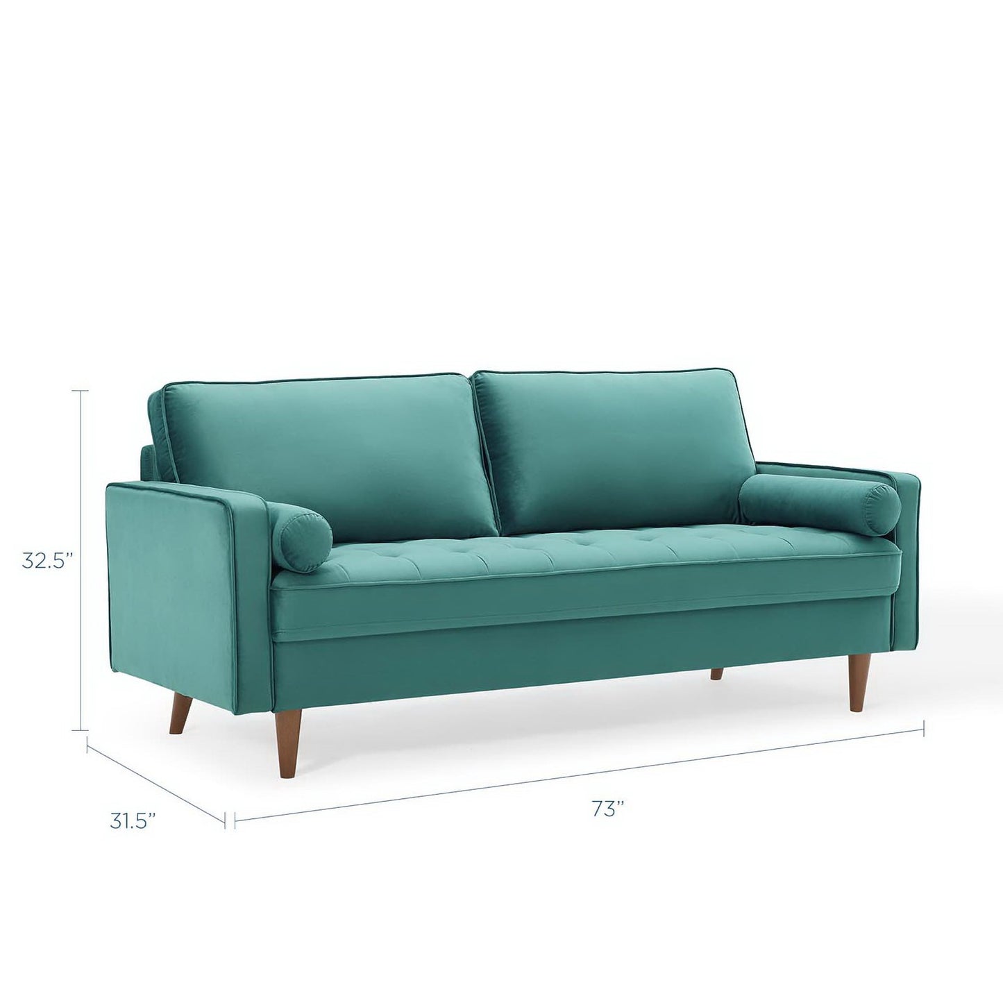 Modway - Valour Performance Velvet Sofa by Modway  Living Room Sofas and Armchairs Blue - EEI-3764-TEA
