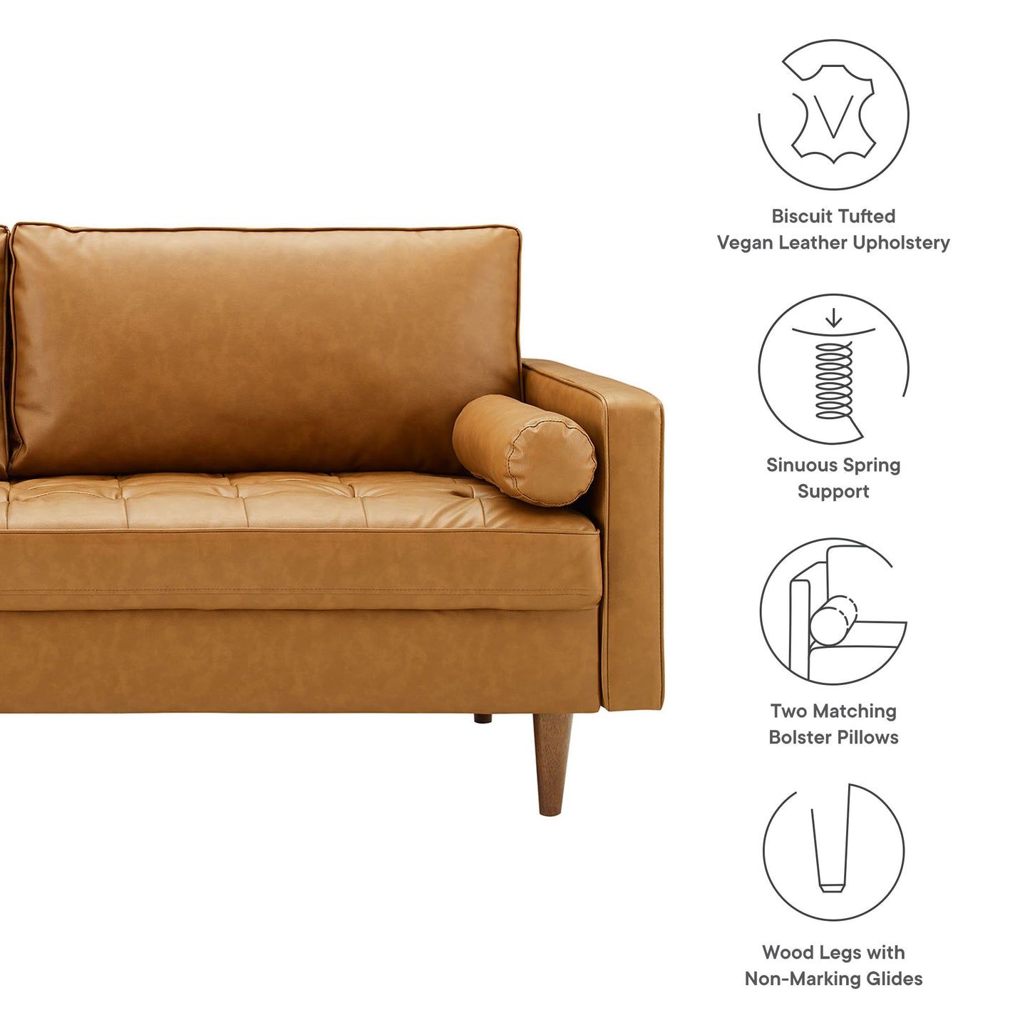 Modway - Valour Tufted Vegan Leather Sofa by Modway  Living Room Sofas and Armchairs Brown - EEI-3765-TAN