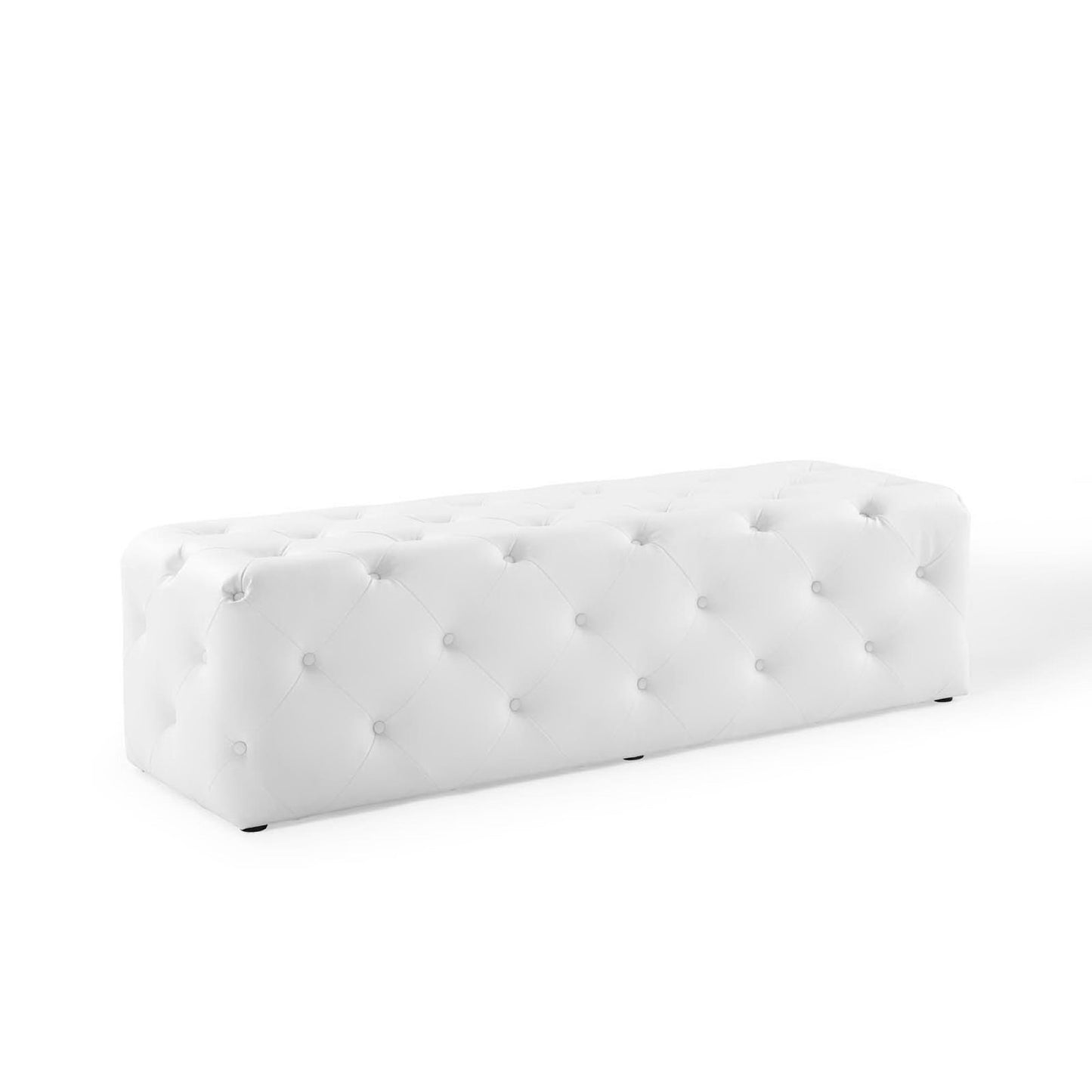 Modway - Amour 60" Tufted Button Entryway Faux Leather Bench by Modway  Living Room Benches and Stools White - EEI-3769-WHI