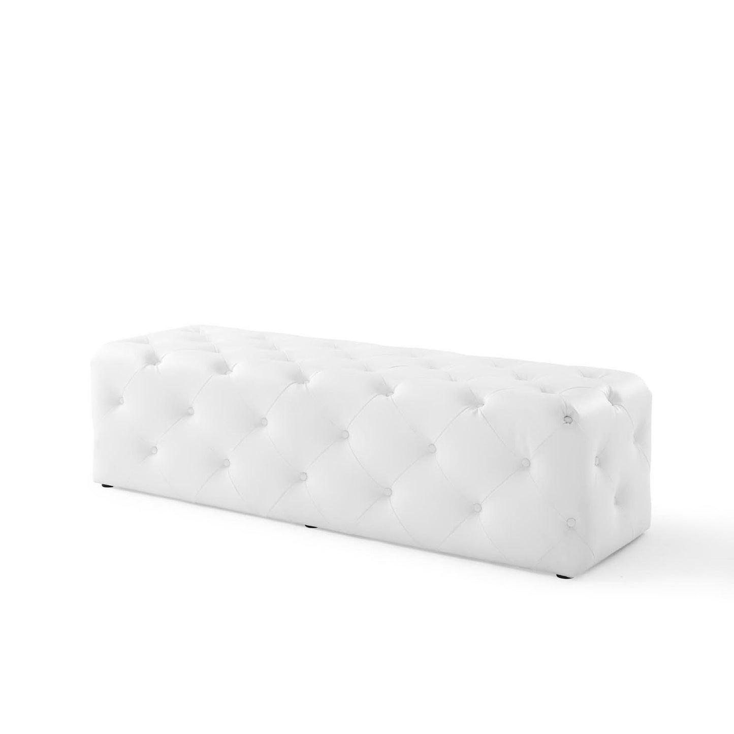 Modway - Amour 60" Tufted Button Entryway Faux Leather Bench by Modway  Living Room Benches and Stools White - EEI-3769-WHI