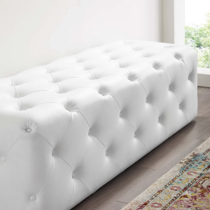 Modway - Amour 60" Tufted Button Entryway Faux Leather Bench by Modway  Living Room Benches and Stools White - EEI-3769-WHI