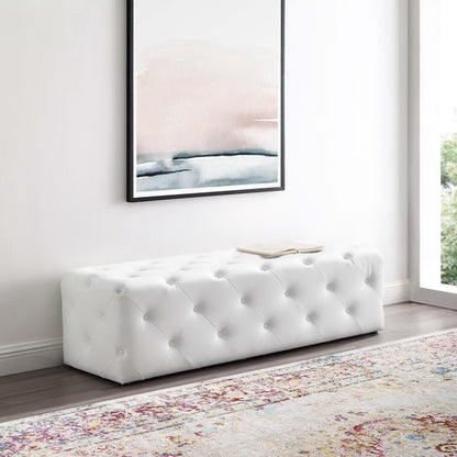 Modway - Amour 60" Tufted Button Entryway Faux Leather Bench by Modway  Living Room Benches and Stools White - EEI-3769-WHI
