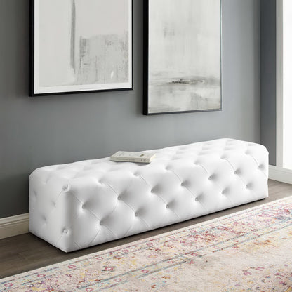 Modway - Amour 72" Tufted Button Entryway Faux Leather Bench by Modway  Living Room Benches and Stools White - EEI-3771-WHI