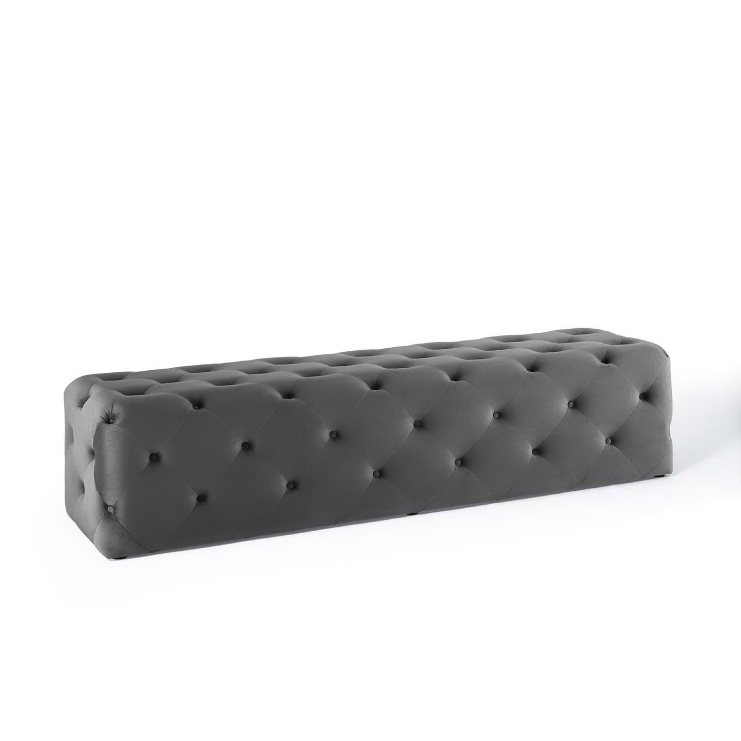 Modway - Amour 72" Tufted Button Entryway Performance Velvet Bench by Modway  Living Room Benches and Stools Gray - EEI-3772-GRY