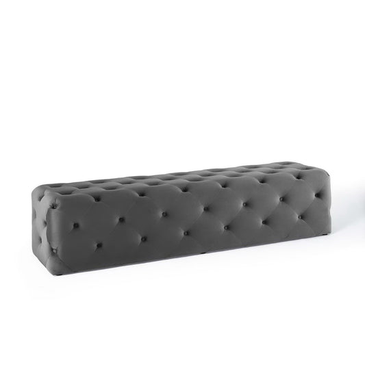 Modway - Amour 72" Tufted Button Entryway Performance Velvet Bench by Modway  Living Room Benches and Stools Gray - EEI-3772-GRY