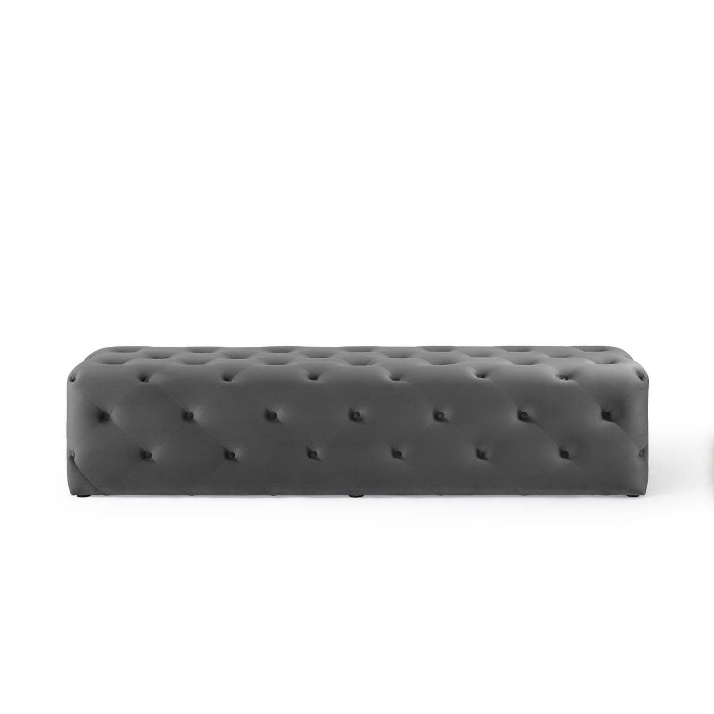 Modway - Amour 72" Tufted Button Entryway Performance Velvet Bench by Modway  Living Room Benches and Stools Gray - EEI-3772-GRY