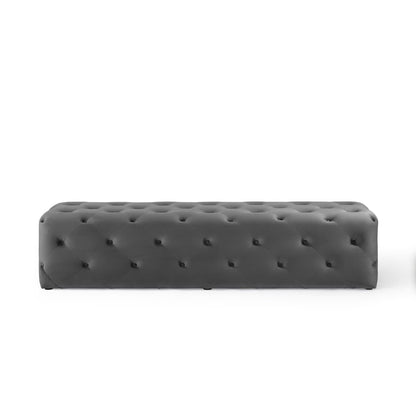 Modway - Amour 72" Tufted Button Entryway Performance Velvet Bench by Modway  Living Room Benches and Stools Gray - EEI-3772-GRY