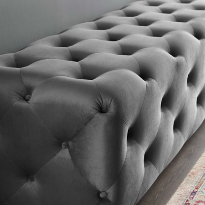 Modway - Amour 72" Tufted Button Entryway Performance Velvet Bench by Modway  Living Room Benches and Stools Gray - EEI-3772-GRY