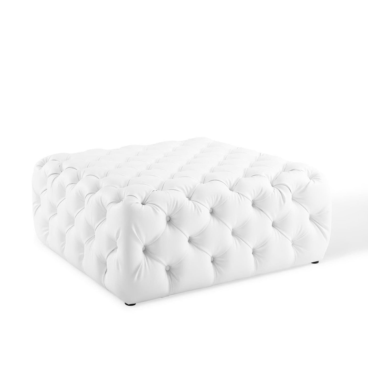 Modway - Amour Tufted Button Large Square Faux Leather Ottoman by Modway  Living Room Sofas and Armchairs White - EEI-3773-WHI