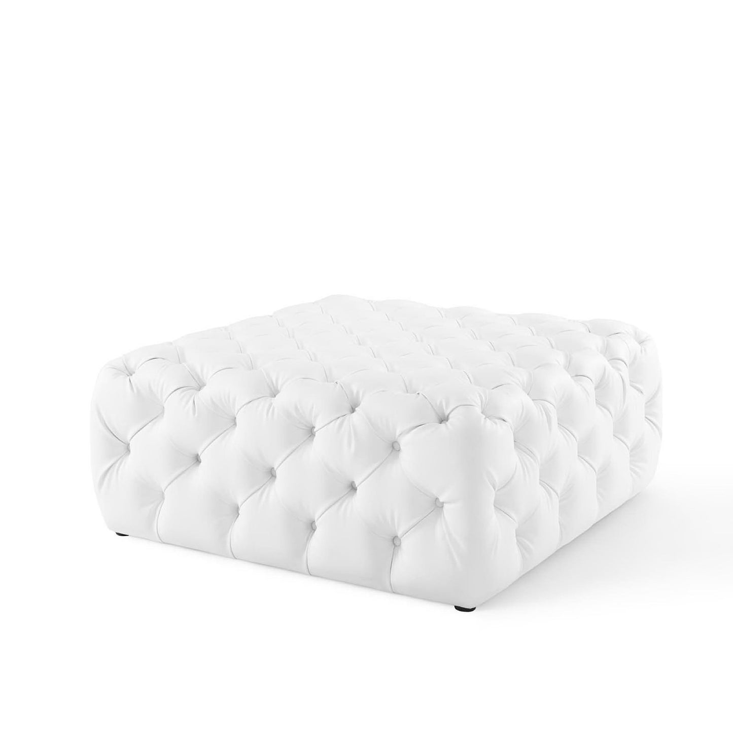 Modway - Amour Tufted Button Large Square Faux Leather Ottoman by Modway  Living Room Sofas and Armchairs White - EEI-3773-WHI