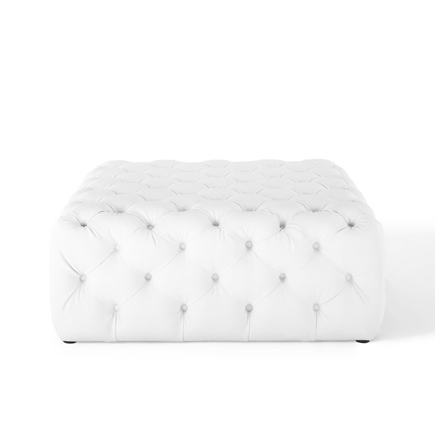 Modway - Amour Tufted Button Large Square Faux Leather Ottoman by Modway  Living Room Sofas and Armchairs White - EEI-3773-WHI