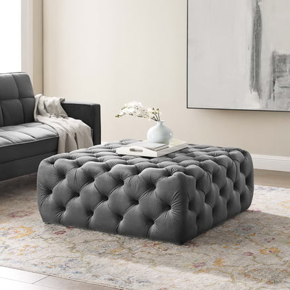 Modway Outlet Amour Tufted Button Large Square Performance Velvet Ottoman by Modway  Living Room Furniture Gray - EEI-3774-GRY