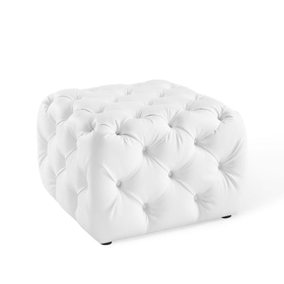 Modway - Amour Tufted Button Square Faux Leather Ottoman by Modway  Living Room Sofas and Armchairs White - EEI-3775-WHI