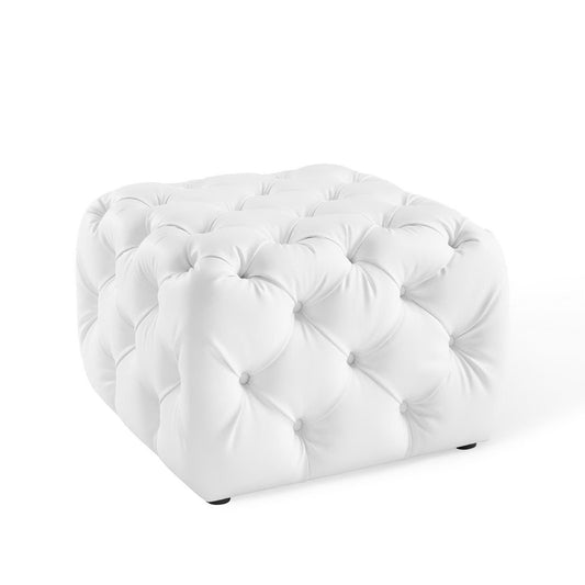 Modway - Amour Tufted Button Square Faux Leather Ottoman by Modway  Living Room Sofas and Armchairs White - EEI-3775-WHI