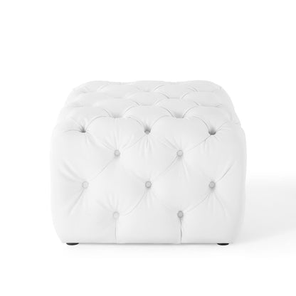 Modway - Amour Tufted Button Square Faux Leather Ottoman by Modway  Living Room Sofas and Armchairs White - EEI-3775-WHI