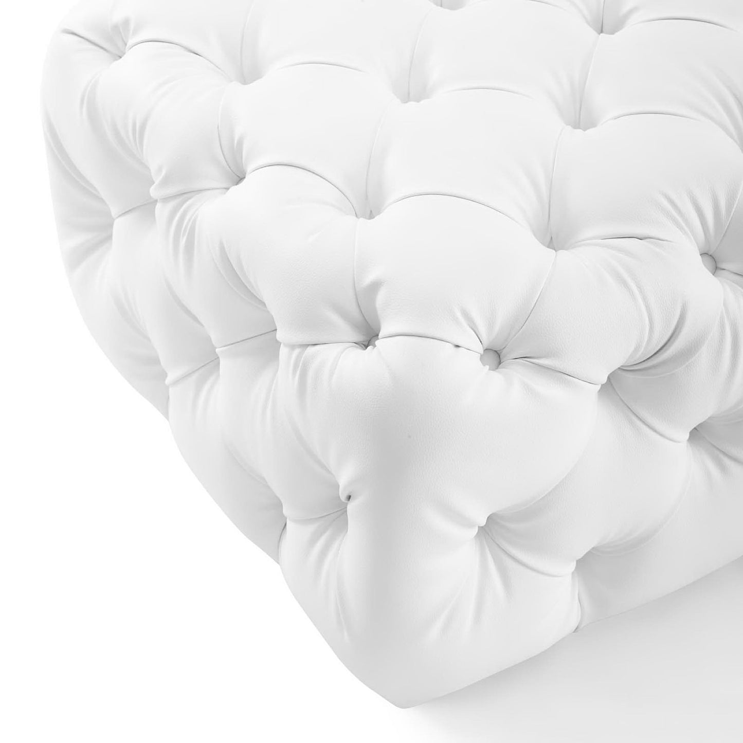 Modway - Amour Tufted Button Square Faux Leather Ottoman by Modway  Living Room Sofas and Armchairs White - EEI-3775-WHI