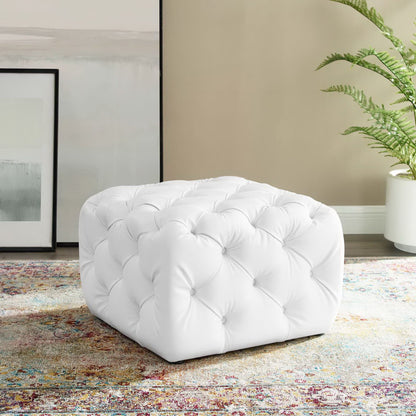Modway - Amour Tufted Button Square Faux Leather Ottoman by Modway  Living Room Sofas and Armchairs White - EEI-3775-WHI