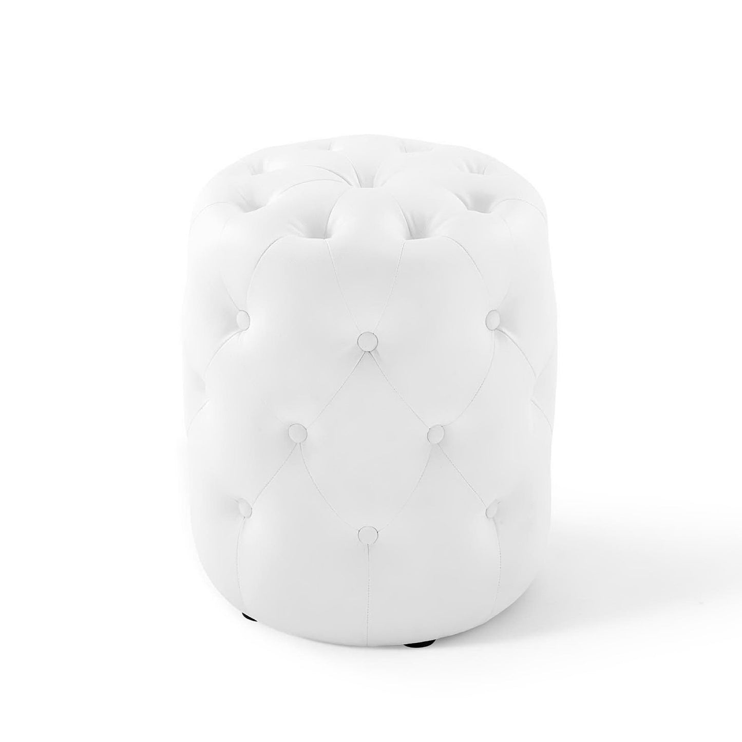Modway - Amour Tufted Button Round Faux Leather Ottoman by Modway  Living Room Sofas and Armchairs White - EEI-3777-WHI