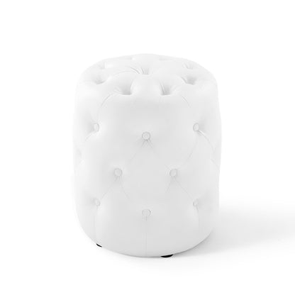 Modway - Amour Tufted Button Round Faux Leather Ottoman by Modway  Living Room Sofas and Armchairs White - EEI-3777-WHI