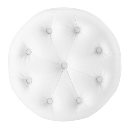Modway - Amour Tufted Button Round Faux Leather Ottoman by Modway  Living Room Sofas and Armchairs White - EEI-3777-WHI