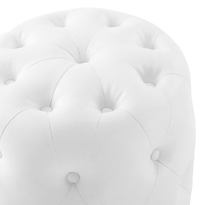 Modway - Amour Tufted Button Round Faux Leather Ottoman by Modway  Living Room Sofas and Armchairs White - EEI-3777-WHI