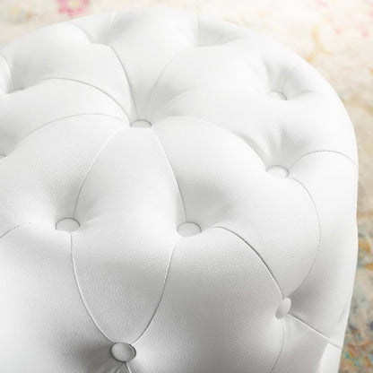 Modway - Amour Tufted Button Round Faux Leather Ottoman by Modway  Living Room Sofas and Armchairs White - EEI-3777-WHI